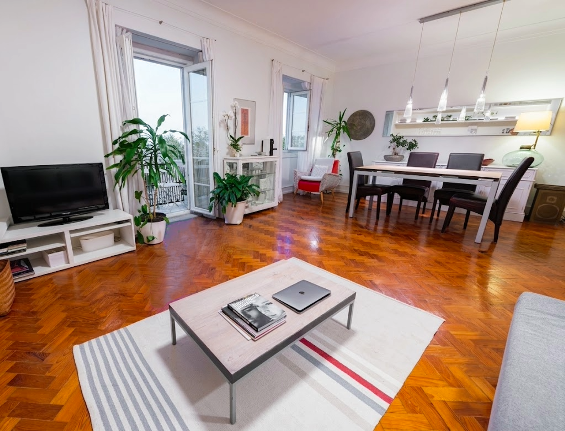 Open living and dining room