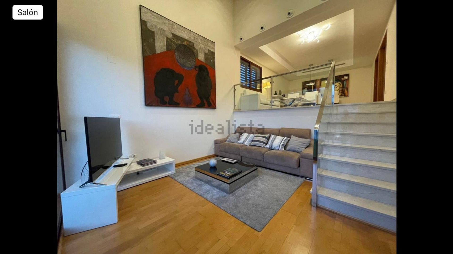 Lower living room with sofa