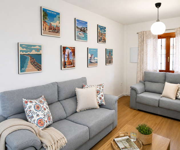 Living room with wall art