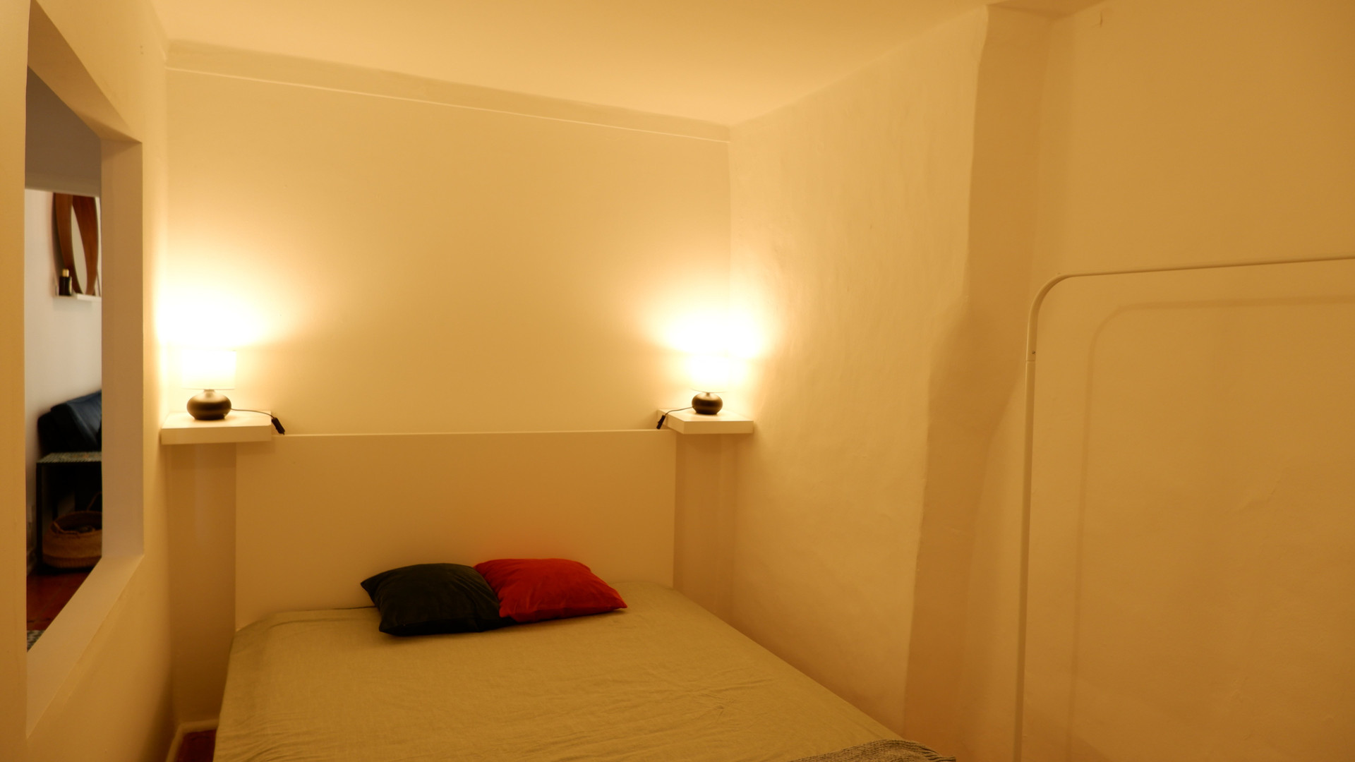Bedroom with bedside lamps