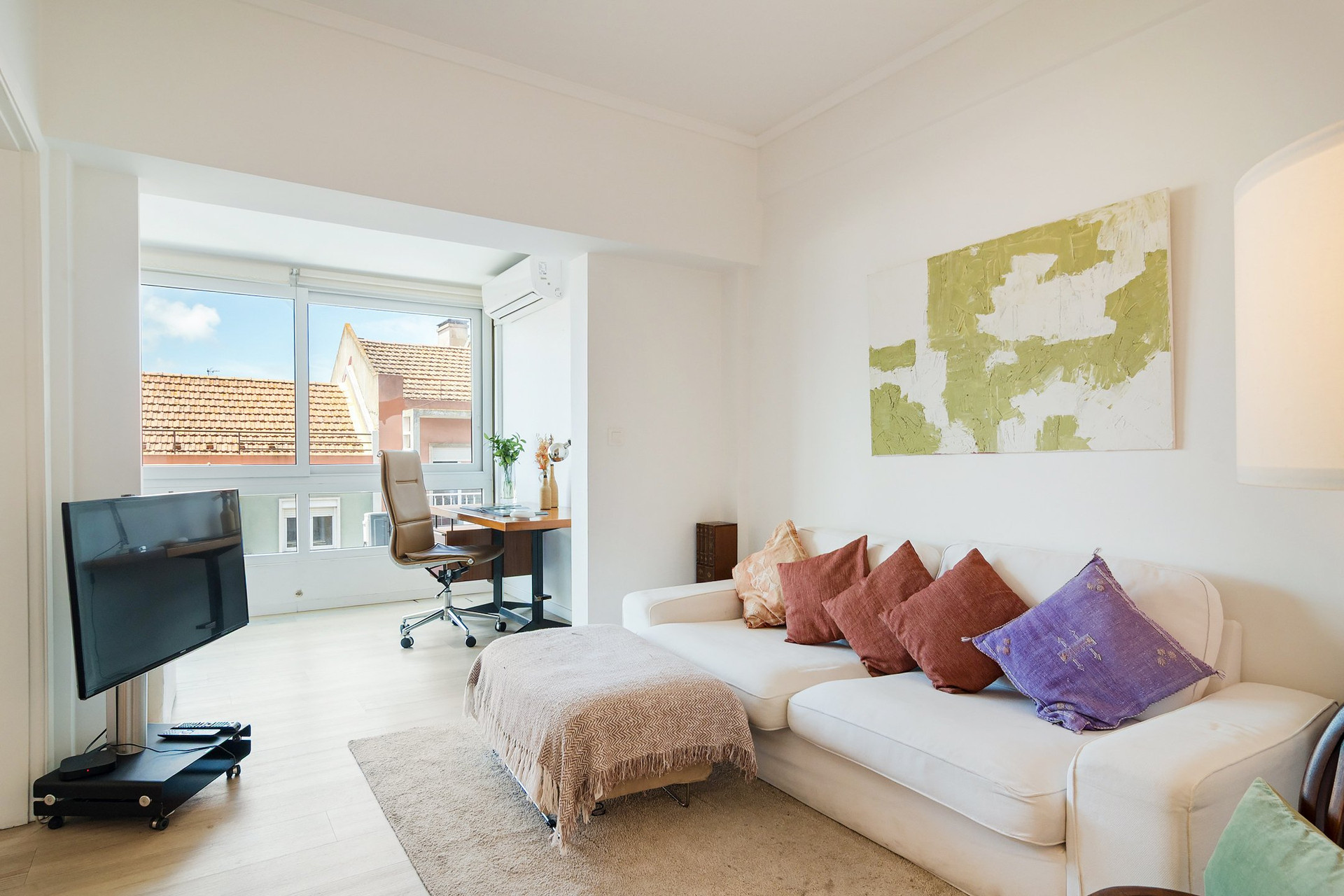 Living room with sofa and desk