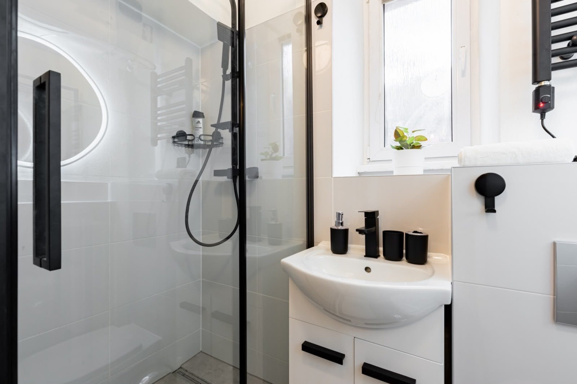 Bathroom shower and vanity