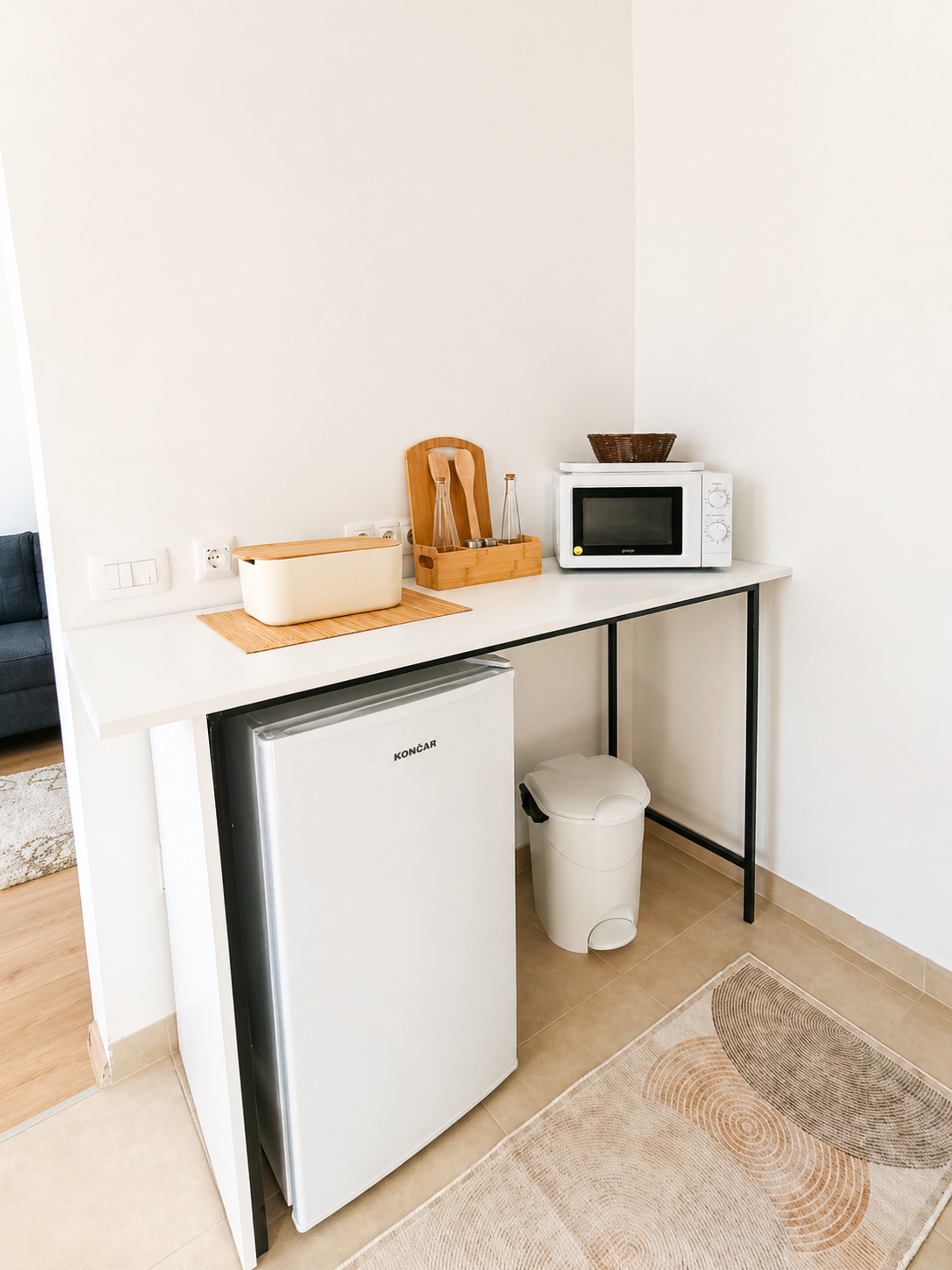 Mini fridge and microwave nook