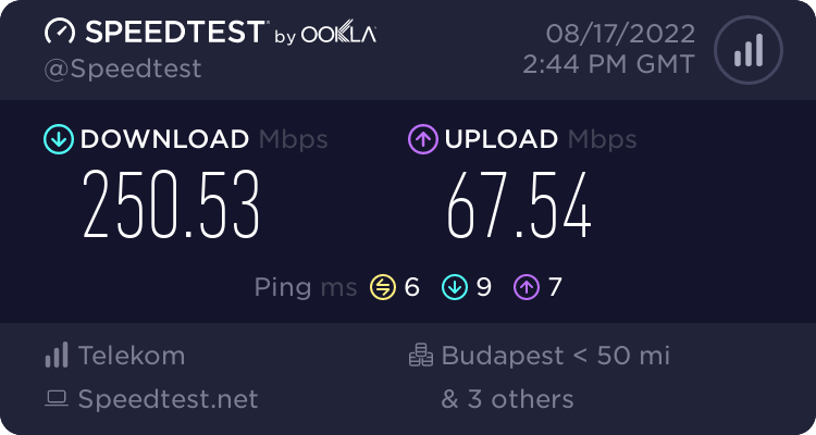 Speedtest.net result