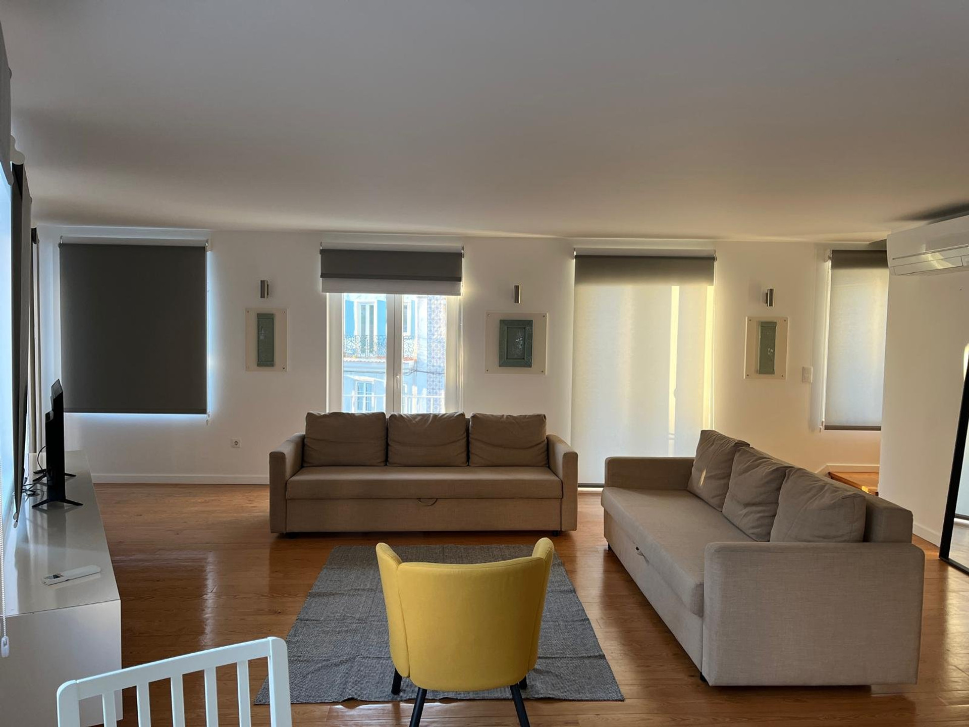 Spacious living room seating area