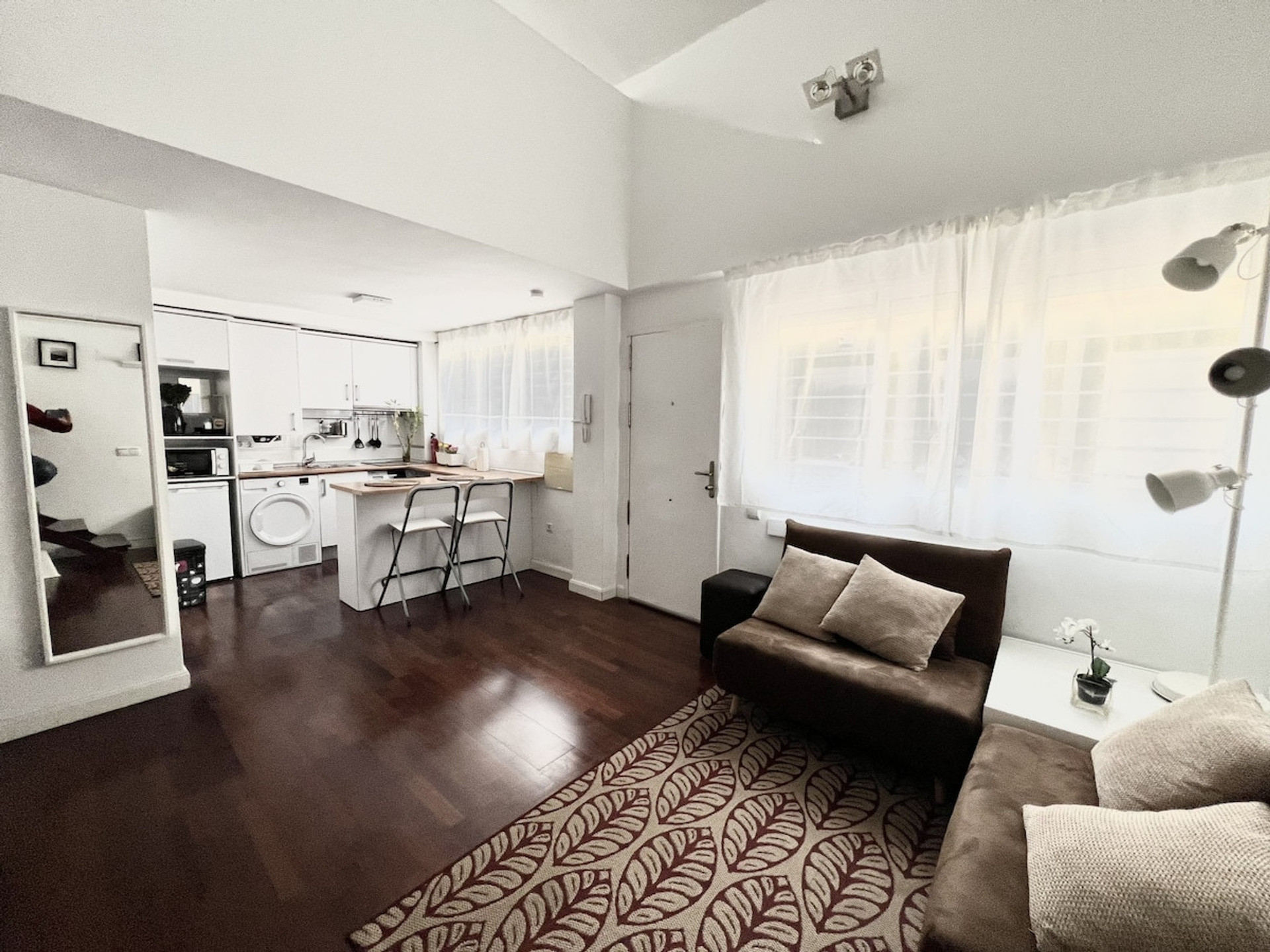 interior view living room kitchen