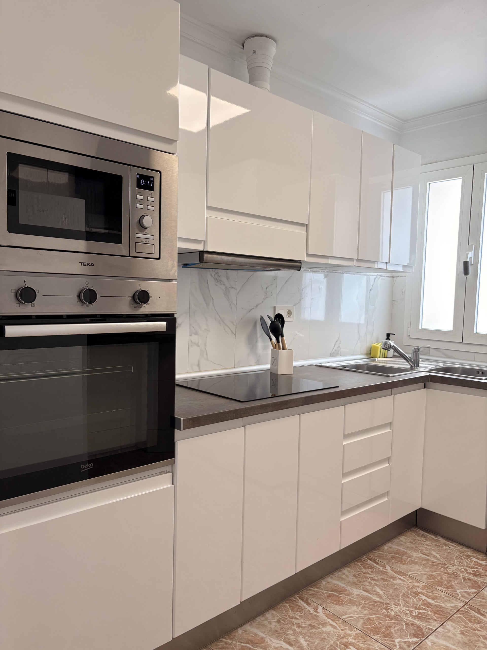Kitchen oven and microwave detail