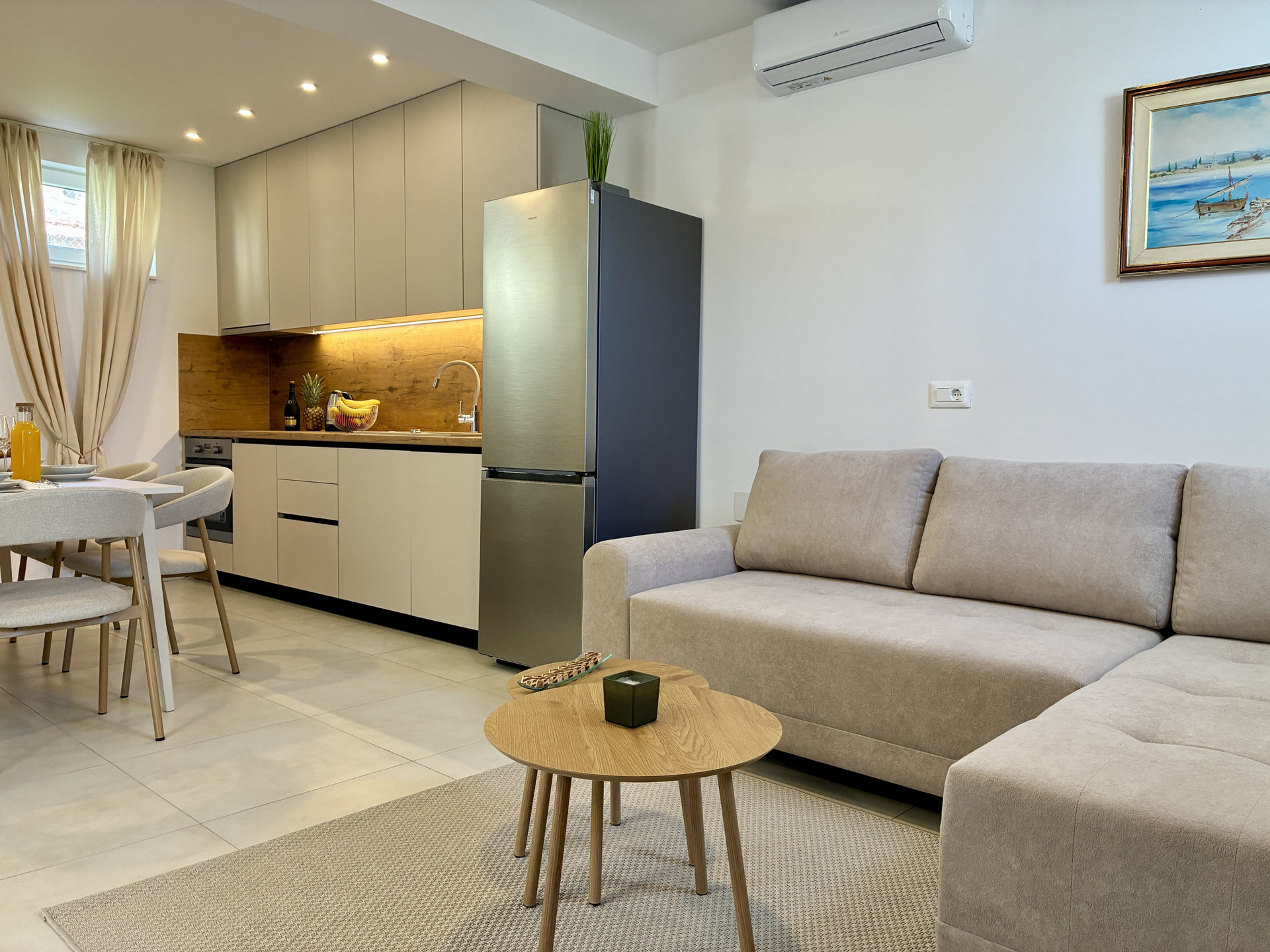 Open plan kitchen living dining area