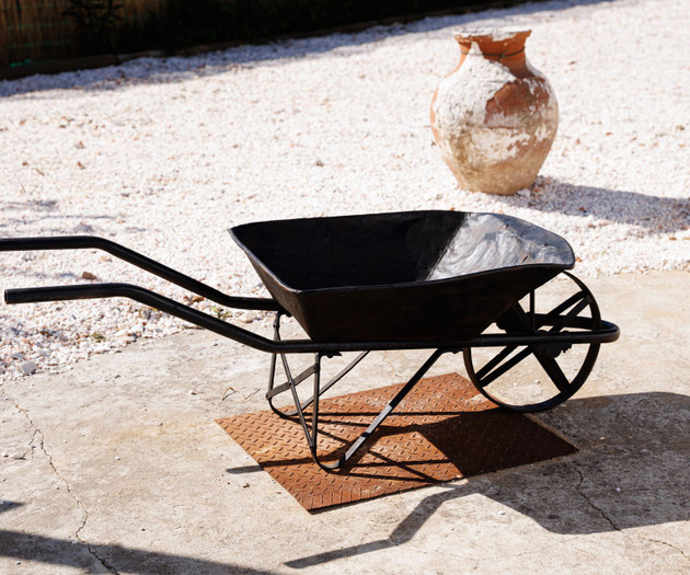 Decorative wheelbarrow and amphora