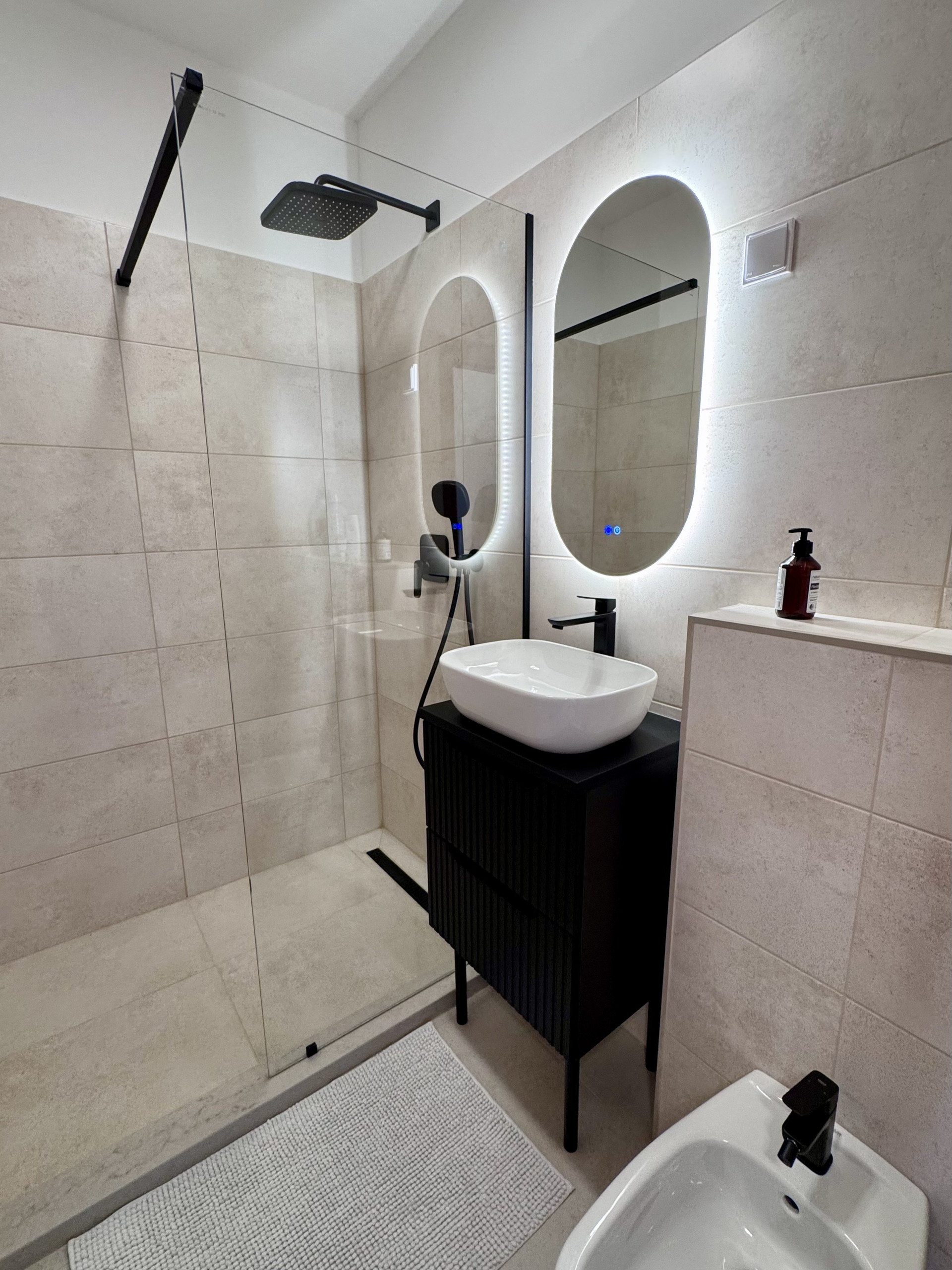 Modern bathroom with rain shower