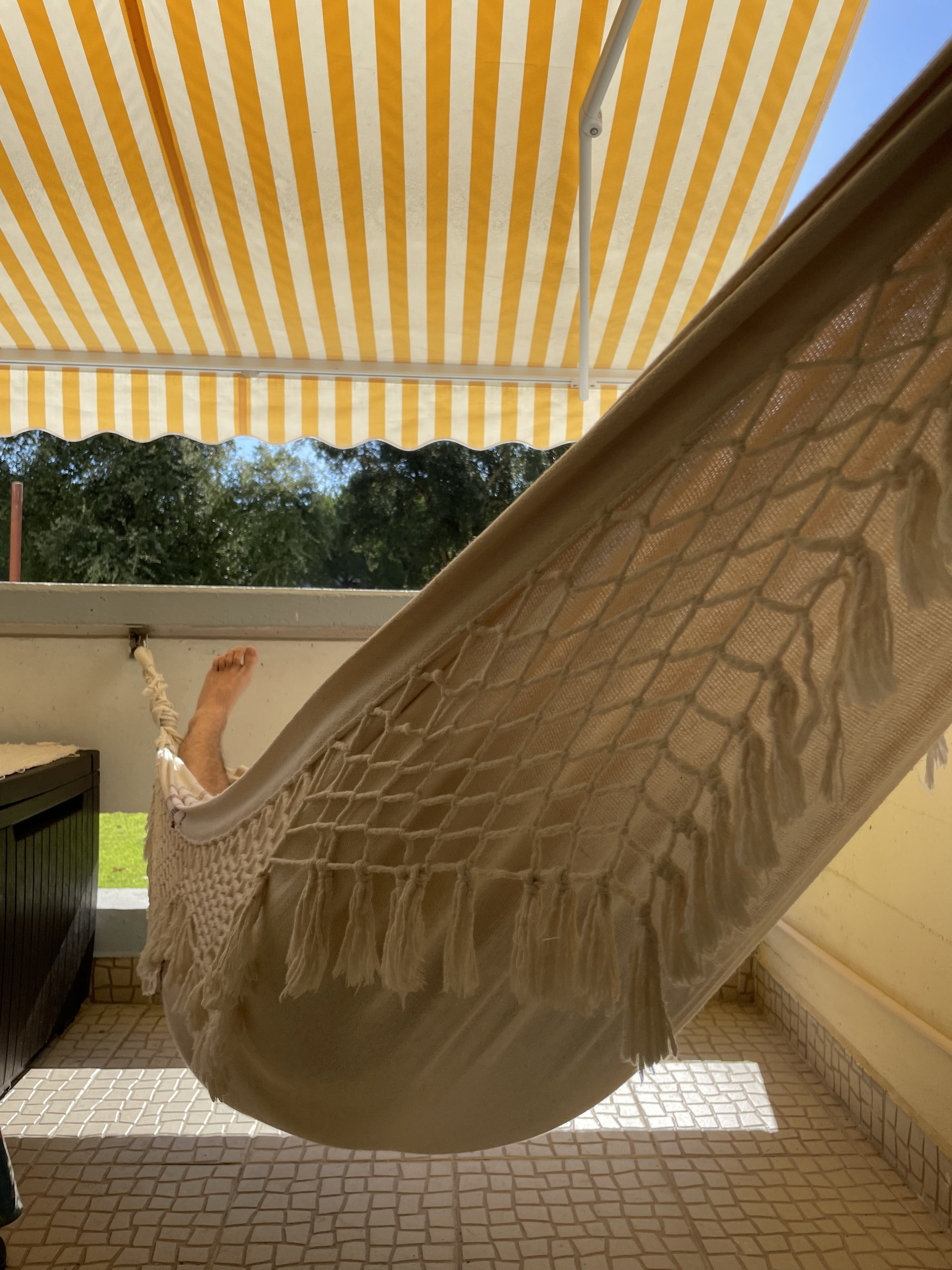 Hammock on covered balcony