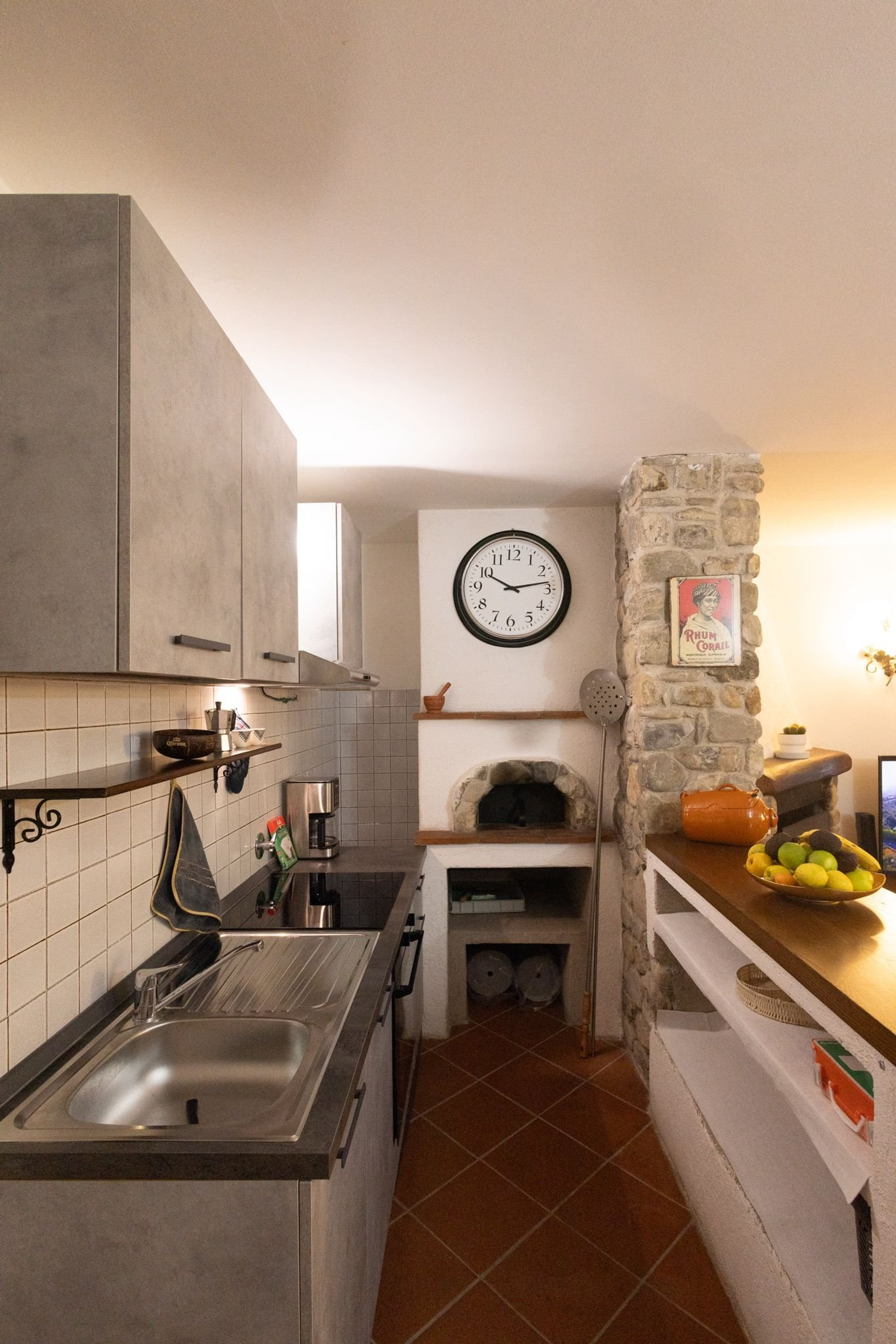 Kitchen with stone oven counter