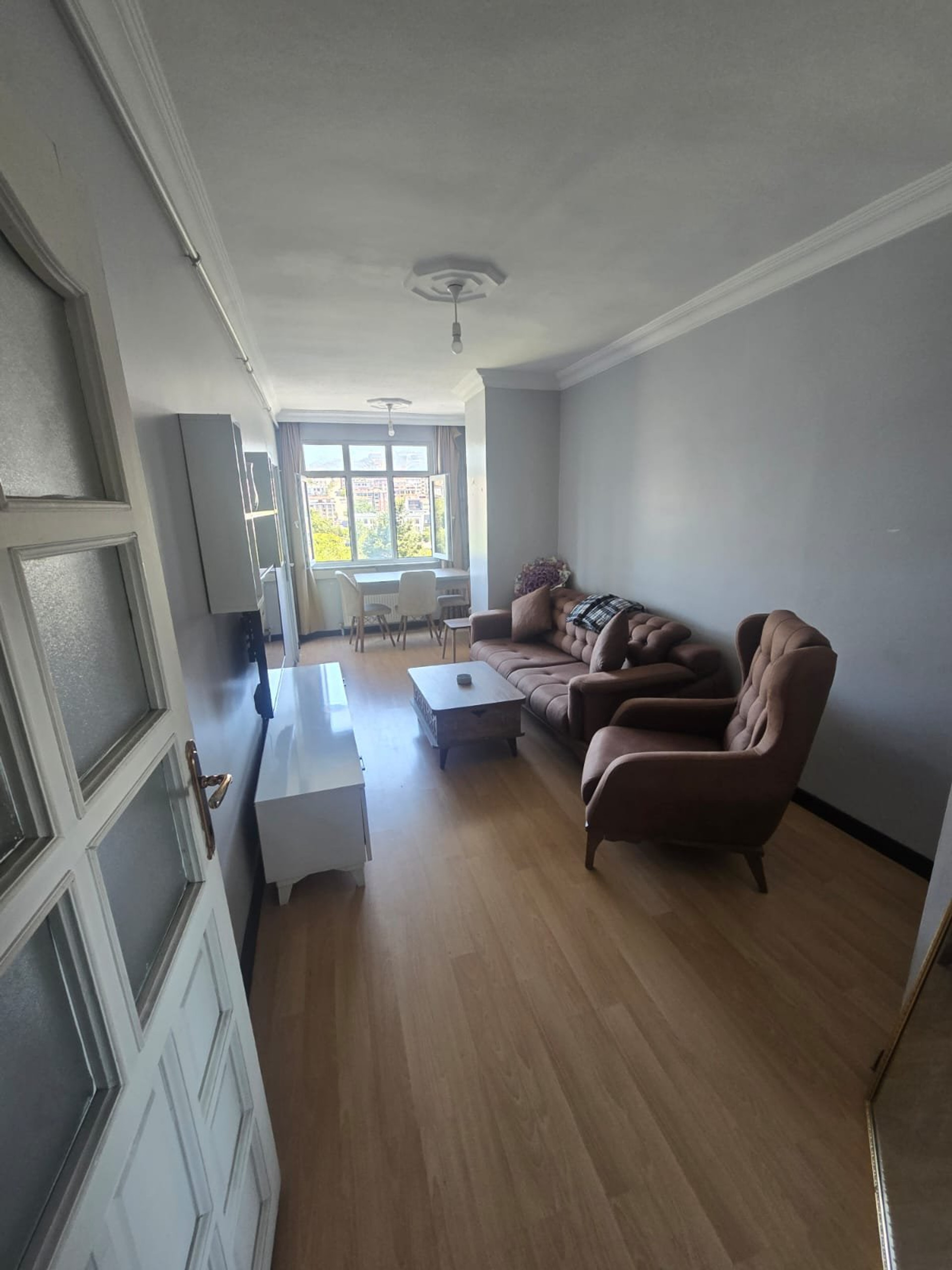 Bright living room with seating area