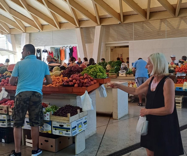 Local market with fresh produce