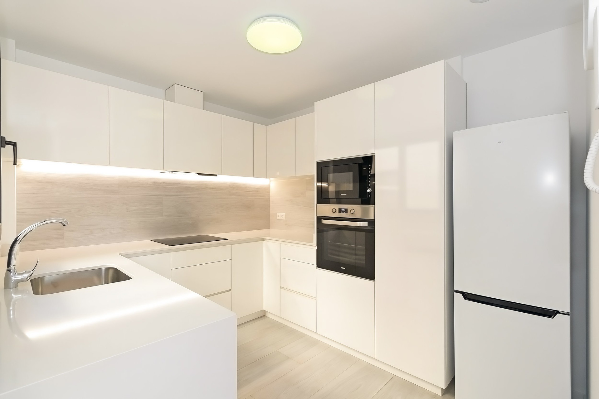 Modern white kitchen fully equipped