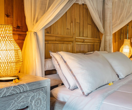 Rose honeymoon romantic luxury bamboo villa bali