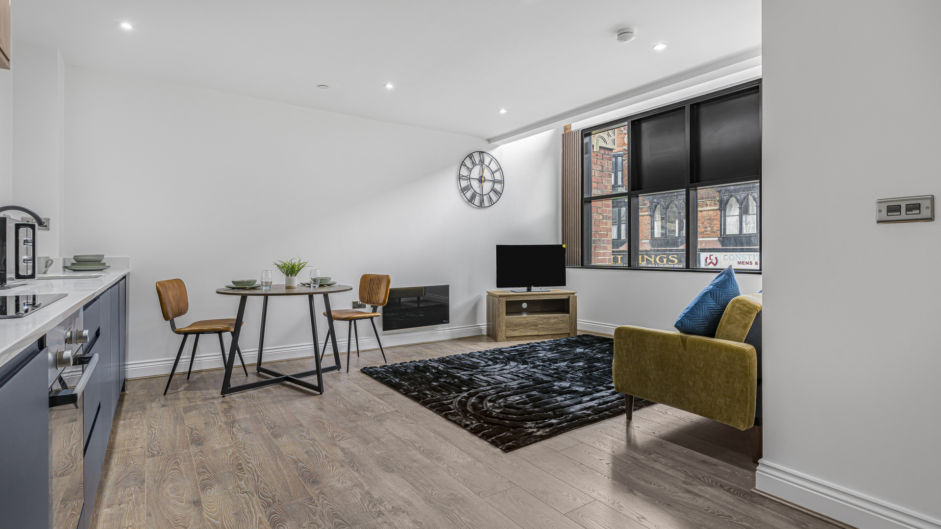 Open plan living dining kitchen area