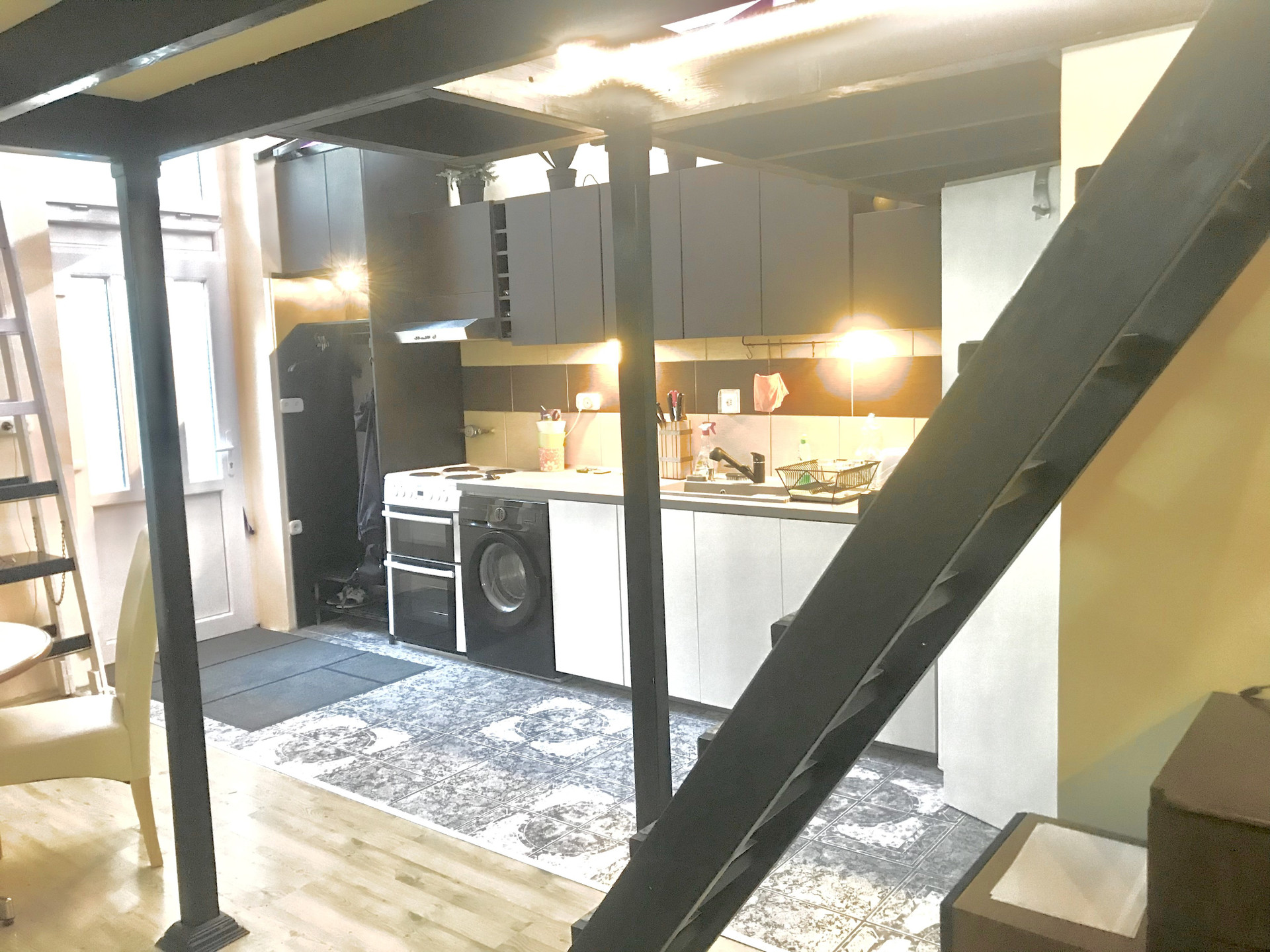 Kitchen view with washing machine