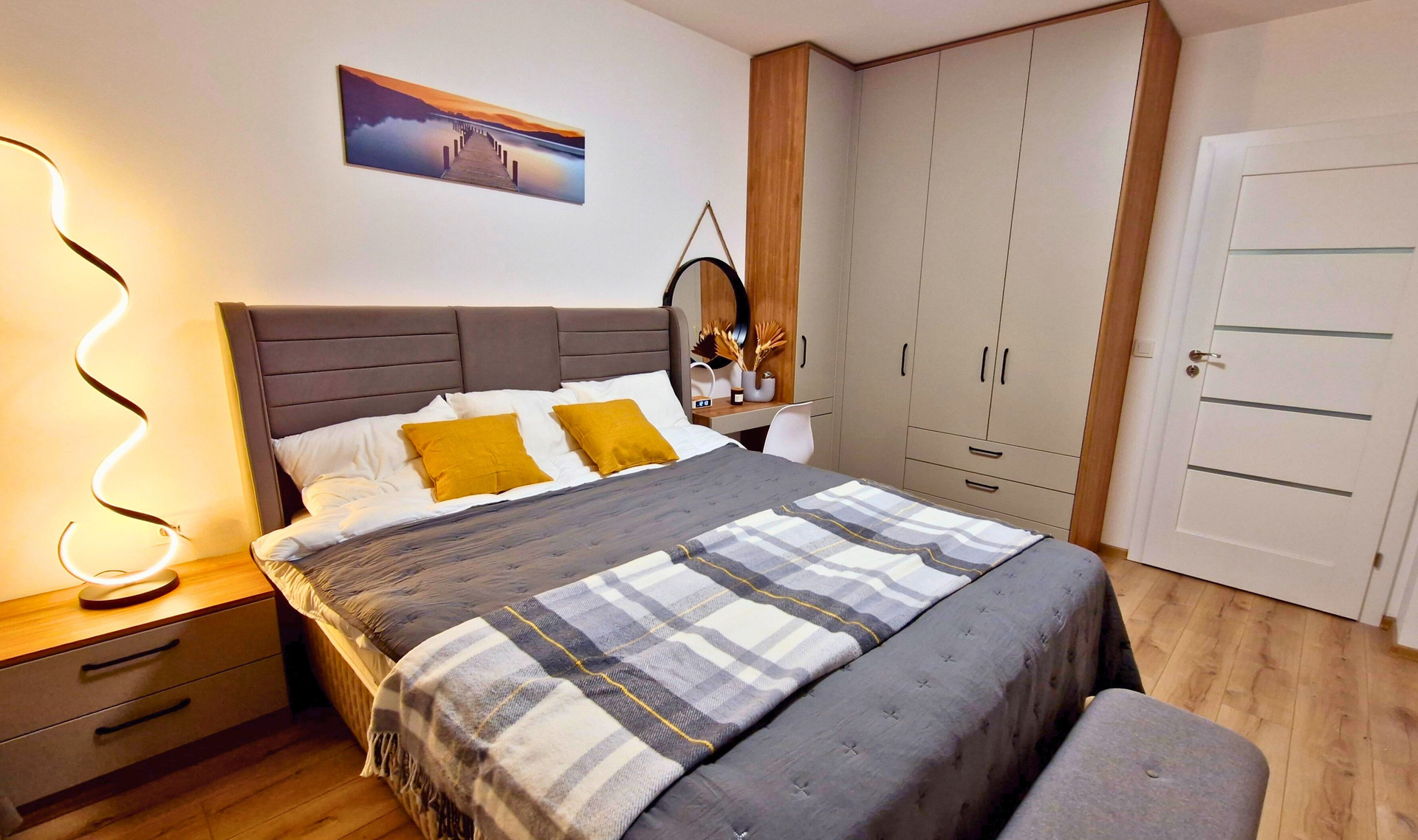 Cozy bedroom with warm lighting