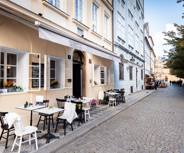 Café terrace outside residence