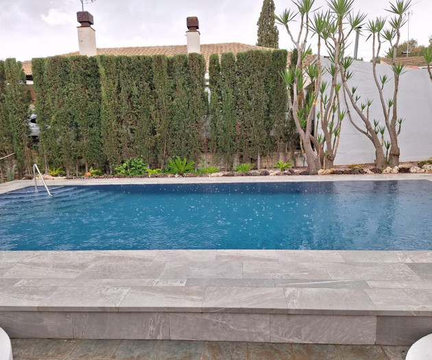 Rainy day pool and garden