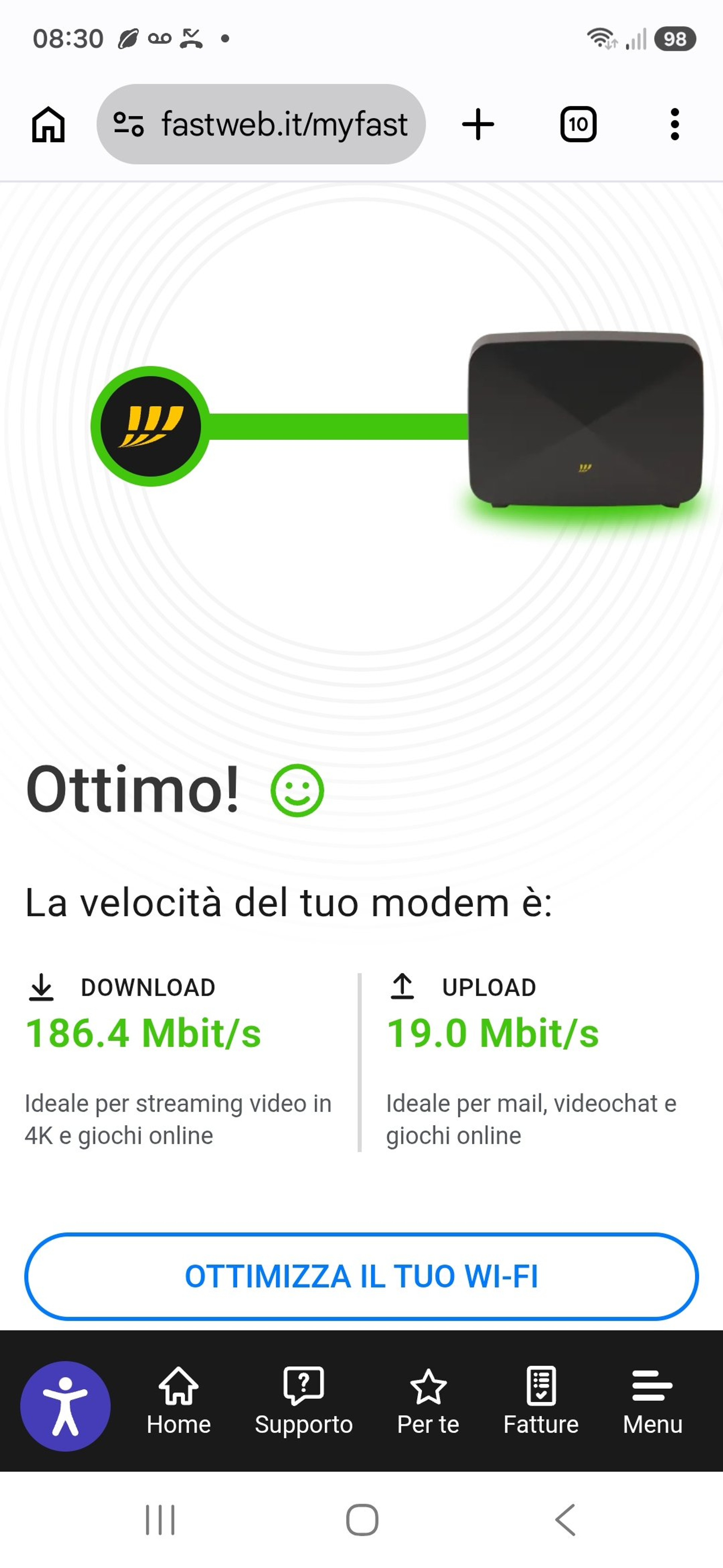 Wi-Fi speed test screenshot