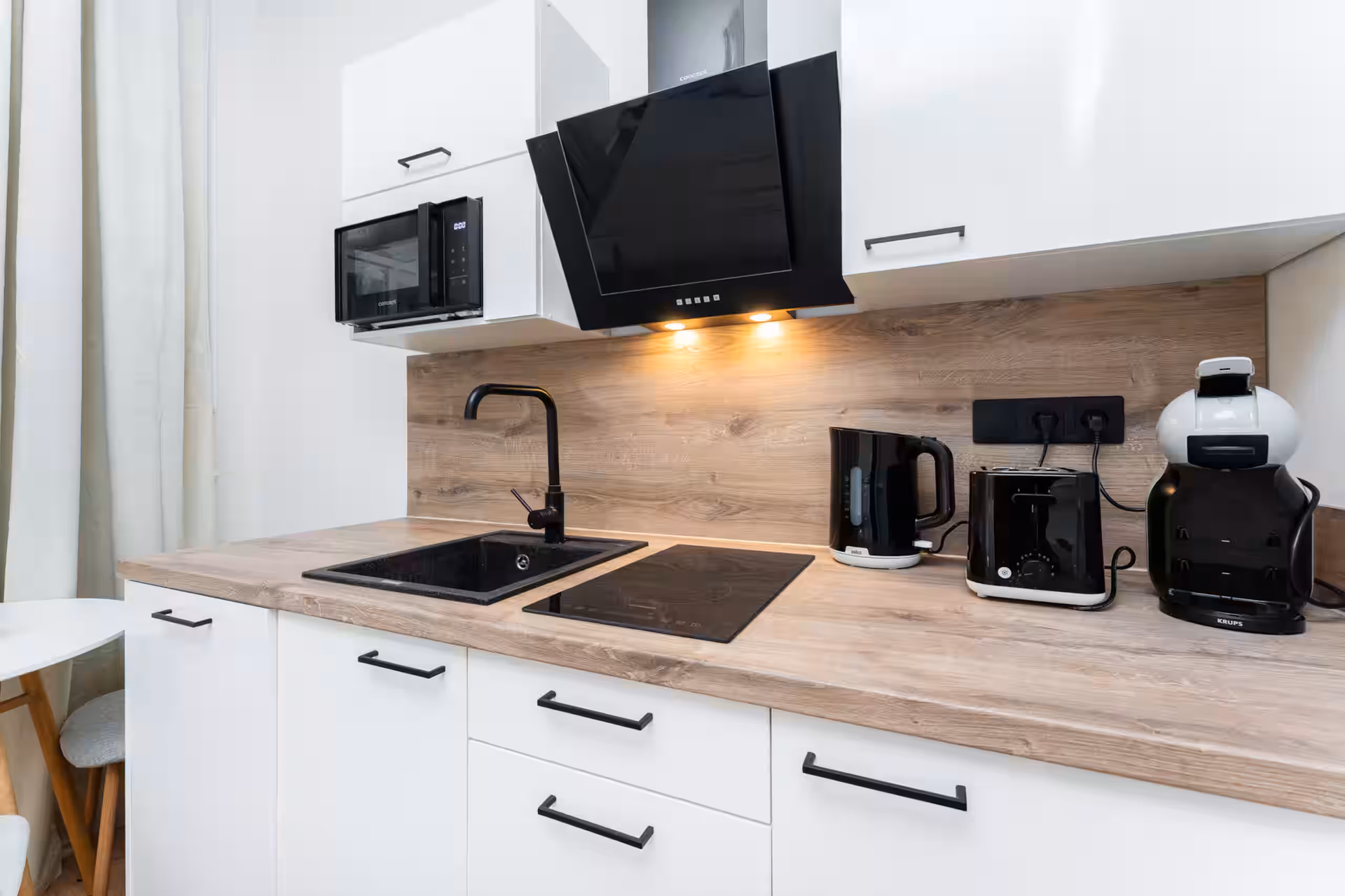 Modern kitchen counter with appliances