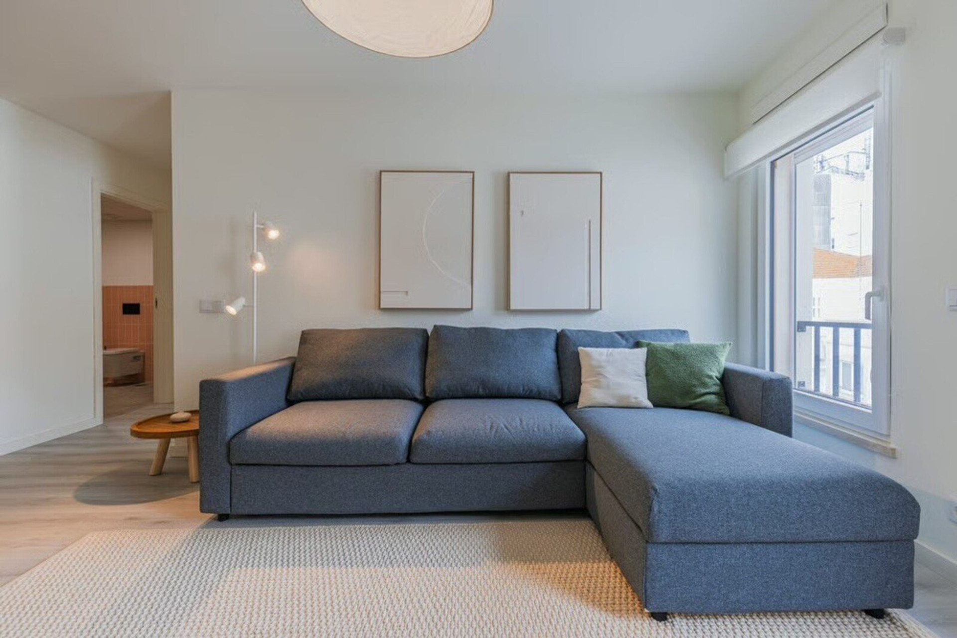 Living room with gray sofa