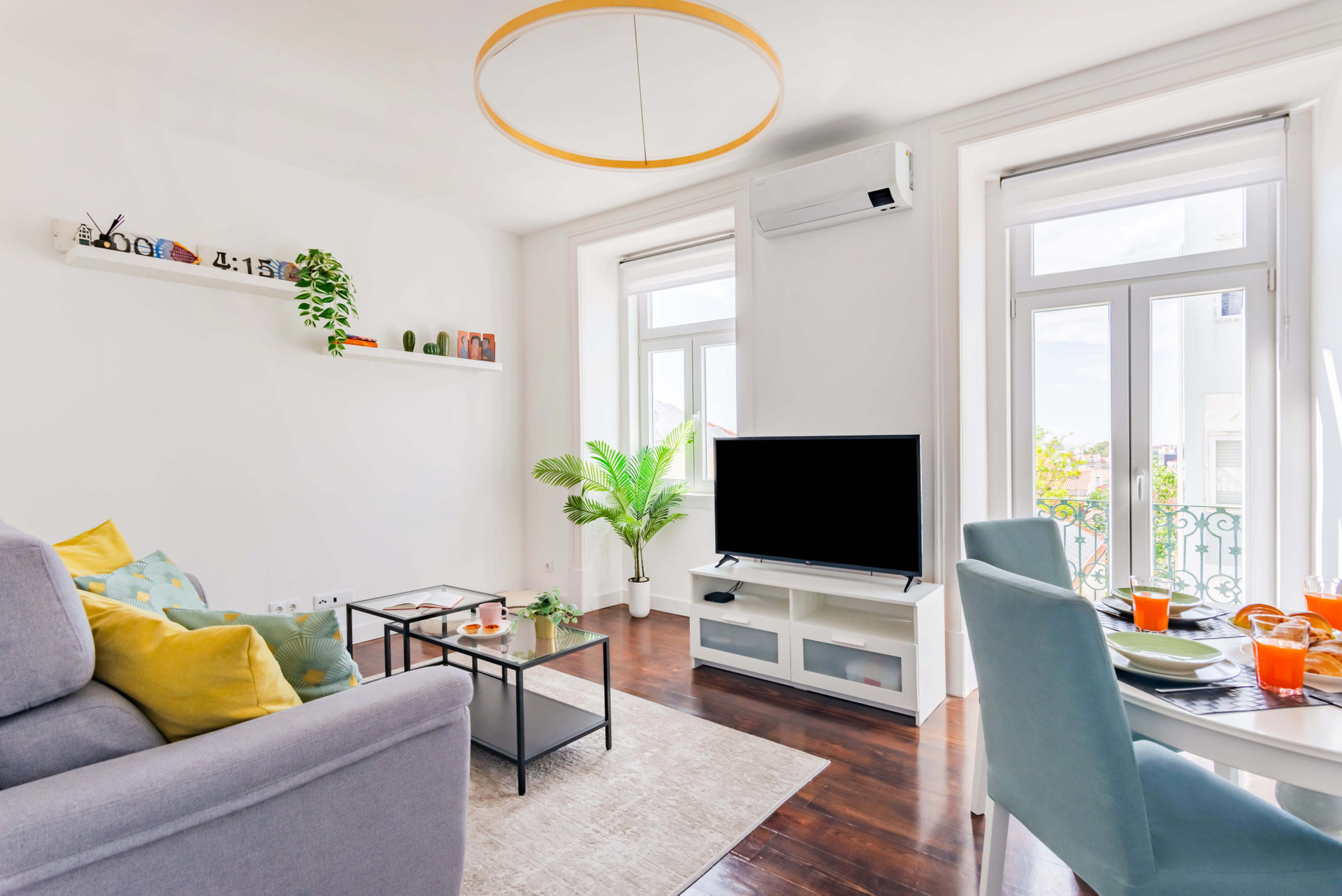 Living room and Dining Area with AC and TV