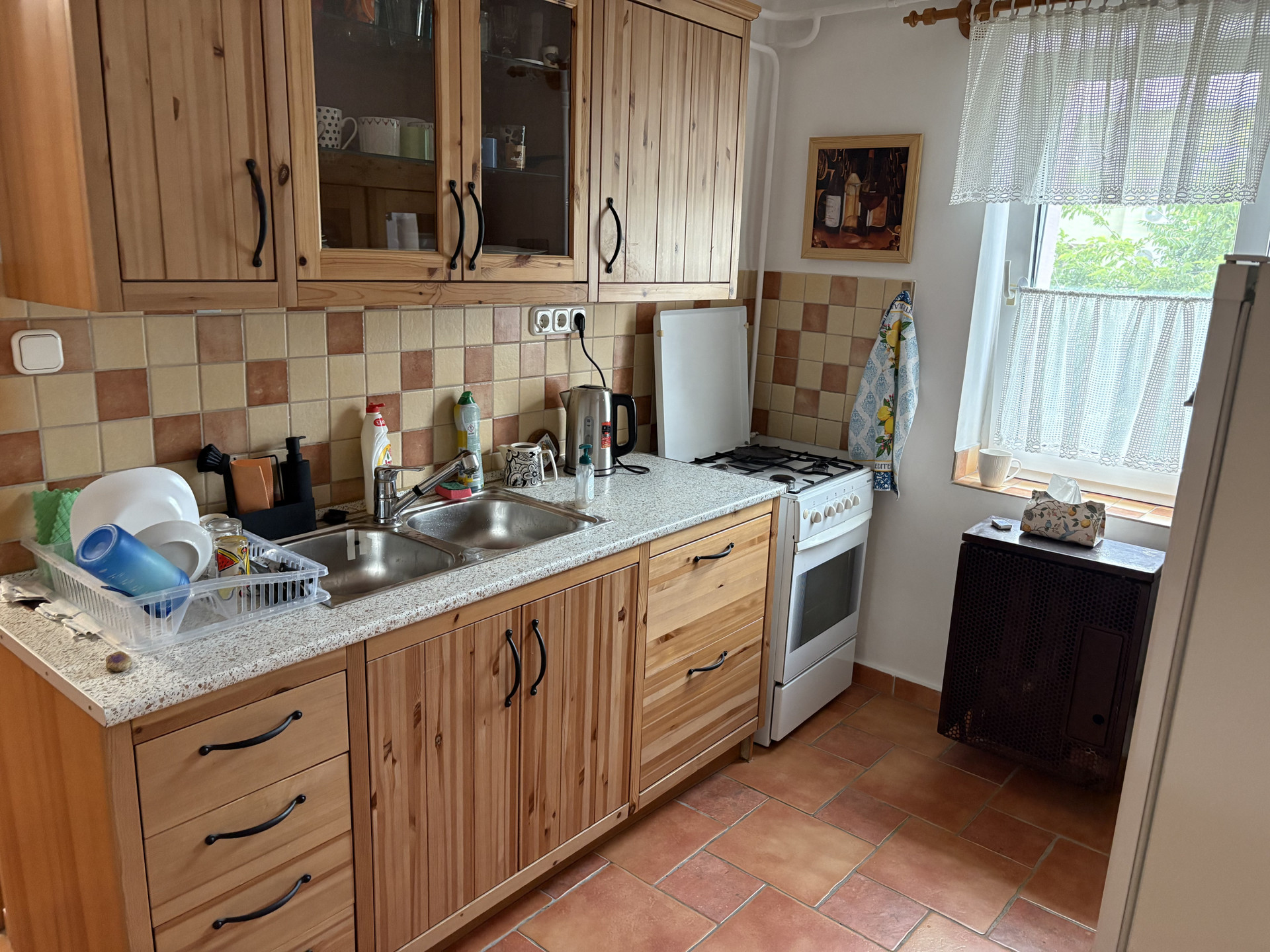 Kitchen with wooden cabinets