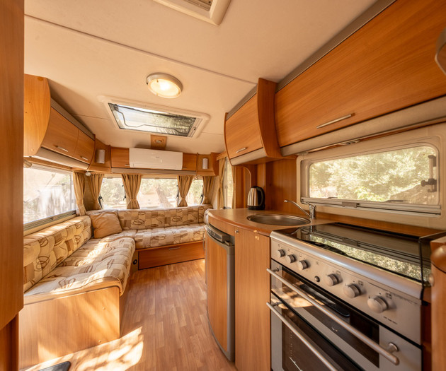 Kitchen and lounge interior view