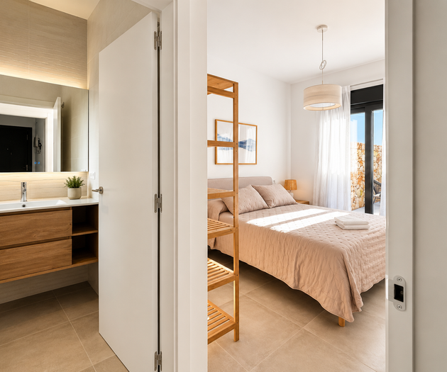 Bedroom ensuite with bathroom view