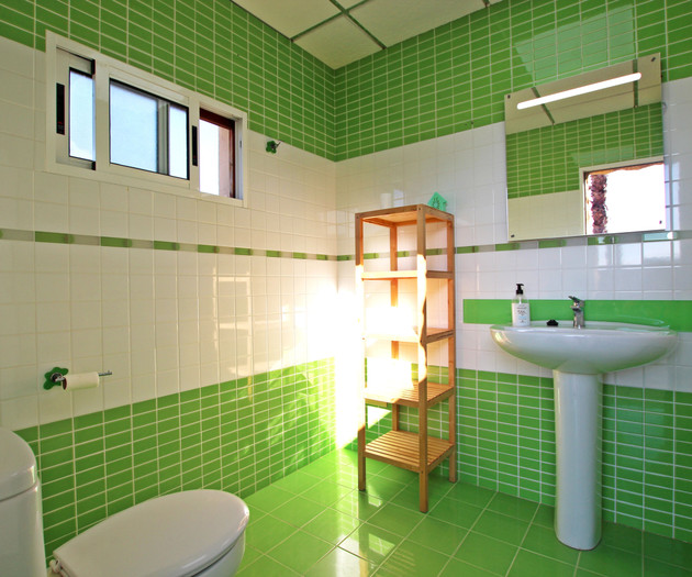 Green tiled bathroom