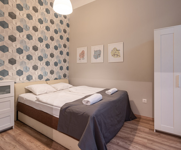 Double bed with wardrobe
