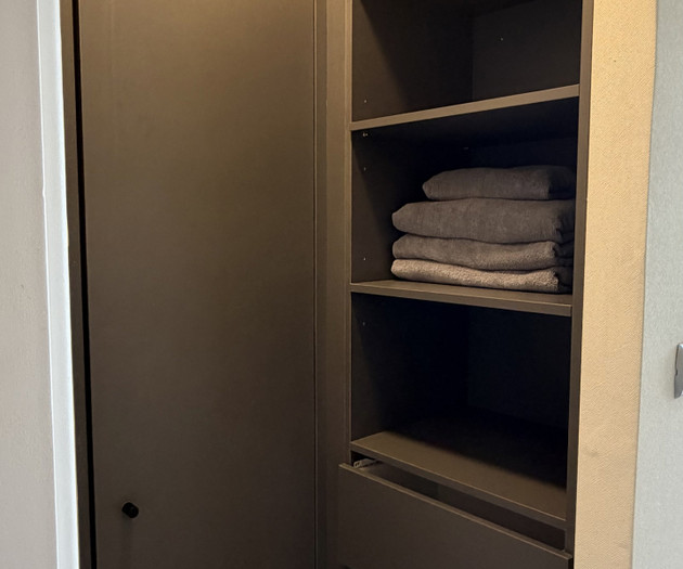 Closet with shelves and towels