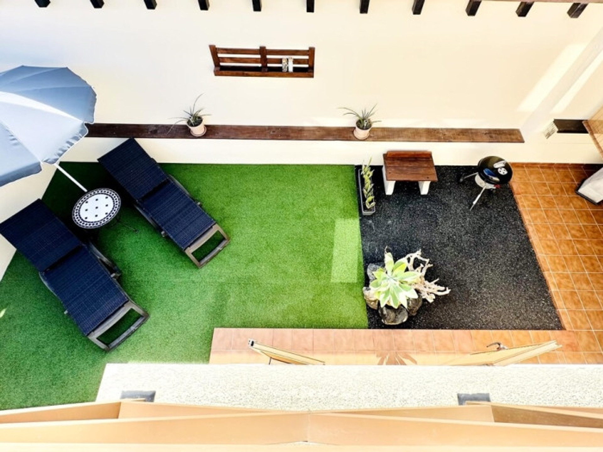 Aerial view of garden patio