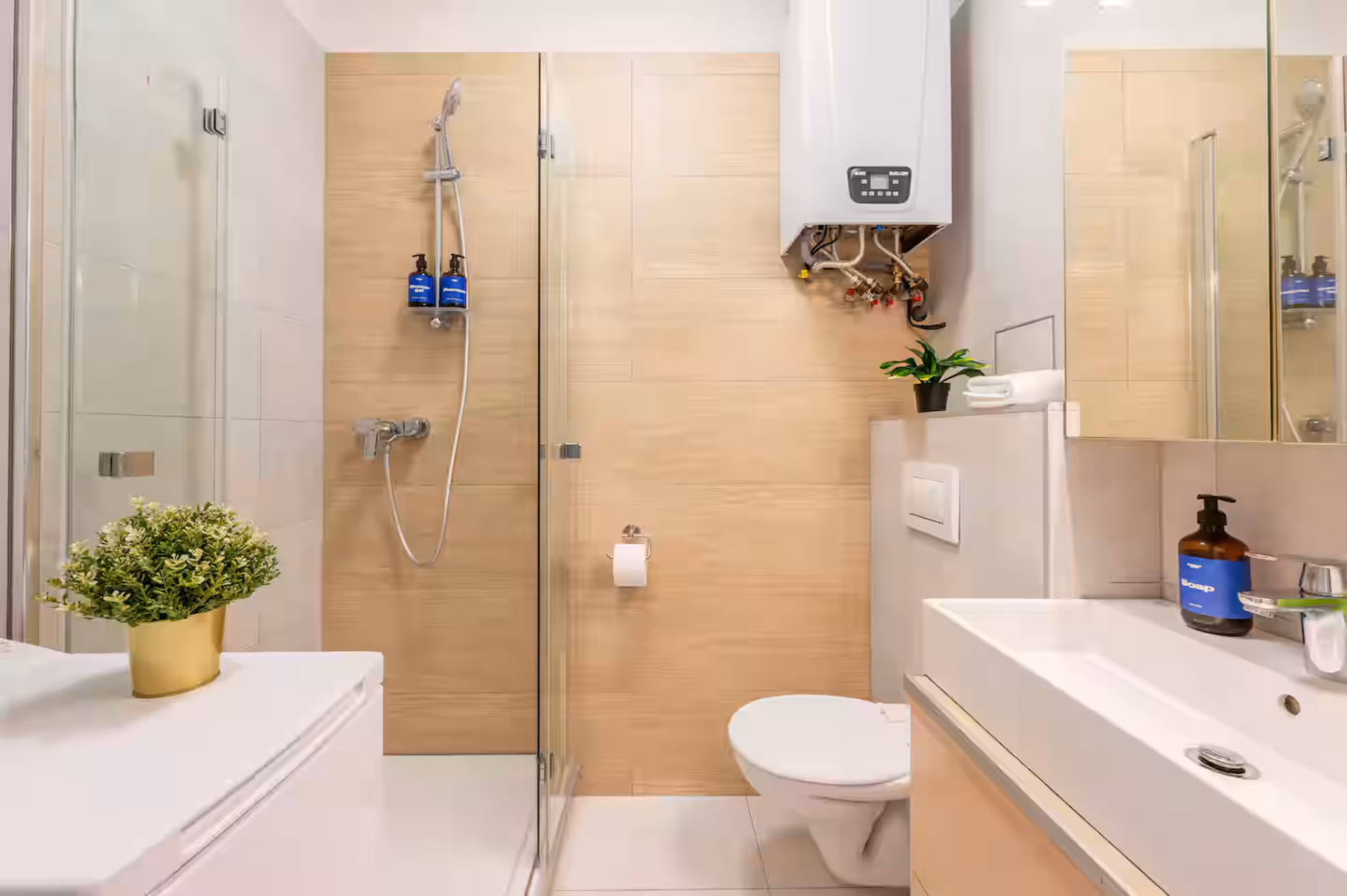 Modern bathroom with shower and sink