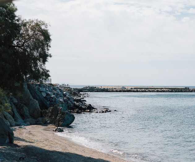 Pebble beach and rocks