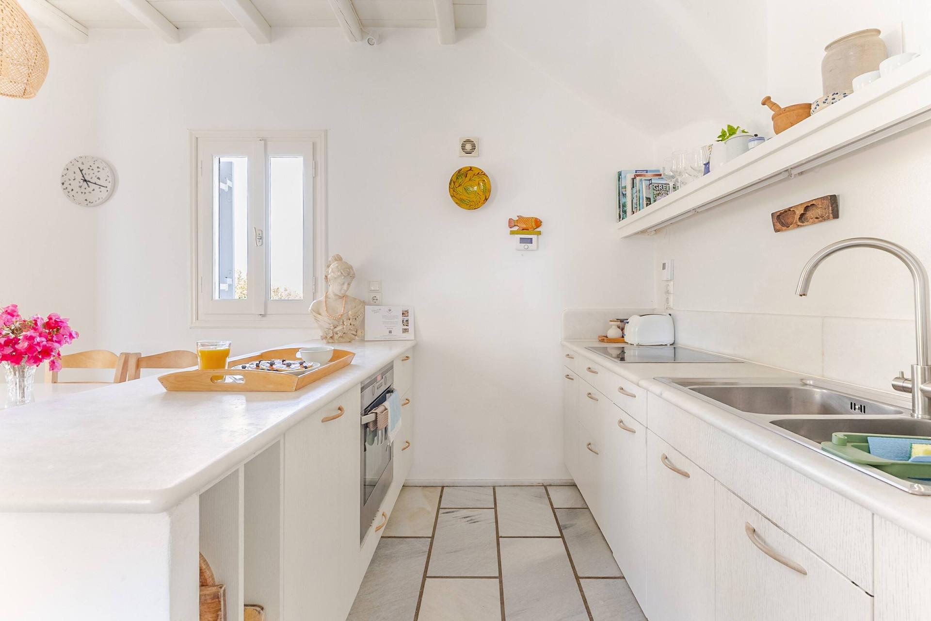 Galley kitchen with window