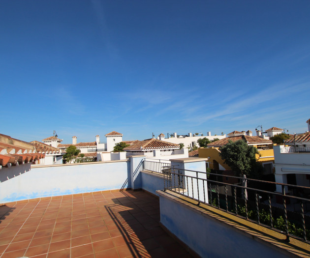 Rooftop terrace overlooking neighborhood