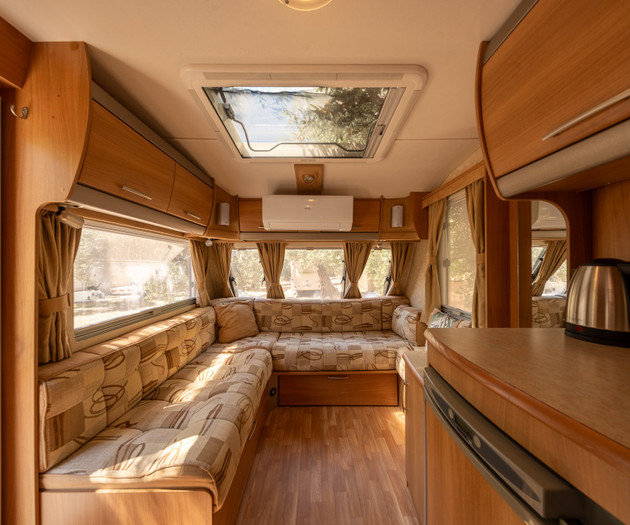 Caravan lounge with corner seating