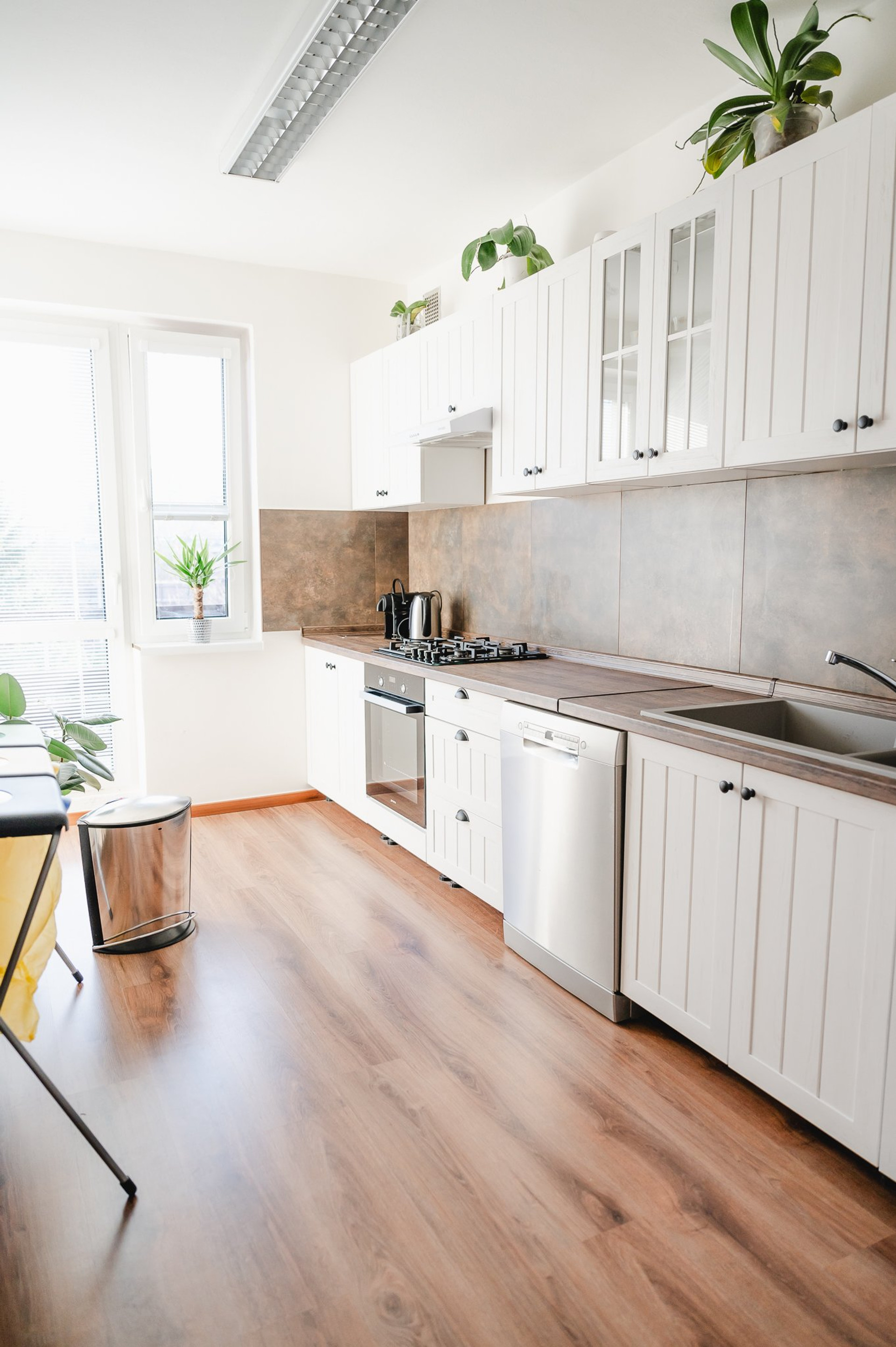 Bright white kitchen full view