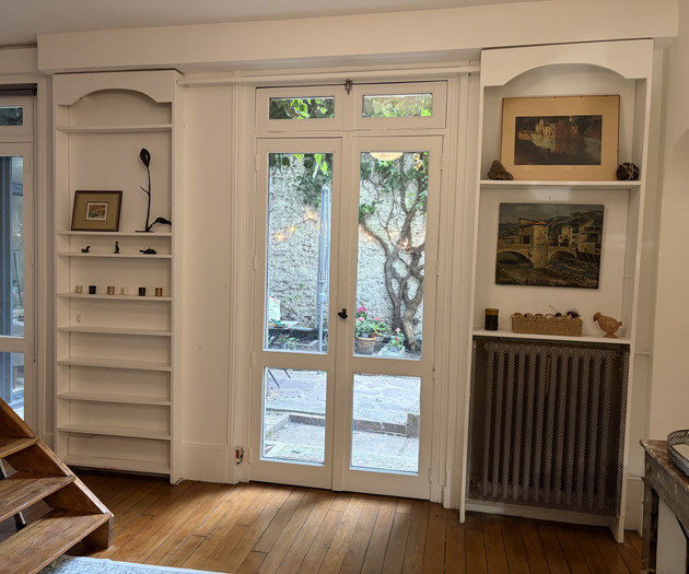 Living room with garden doors
