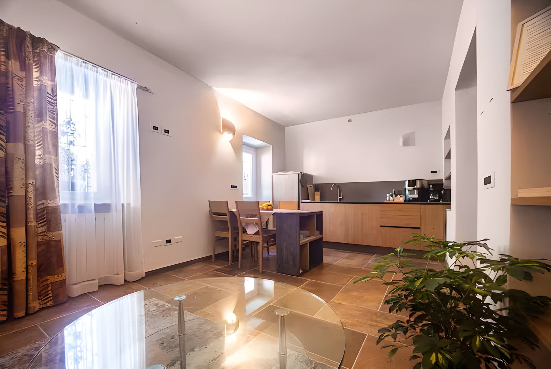 Open living kitchen dining area