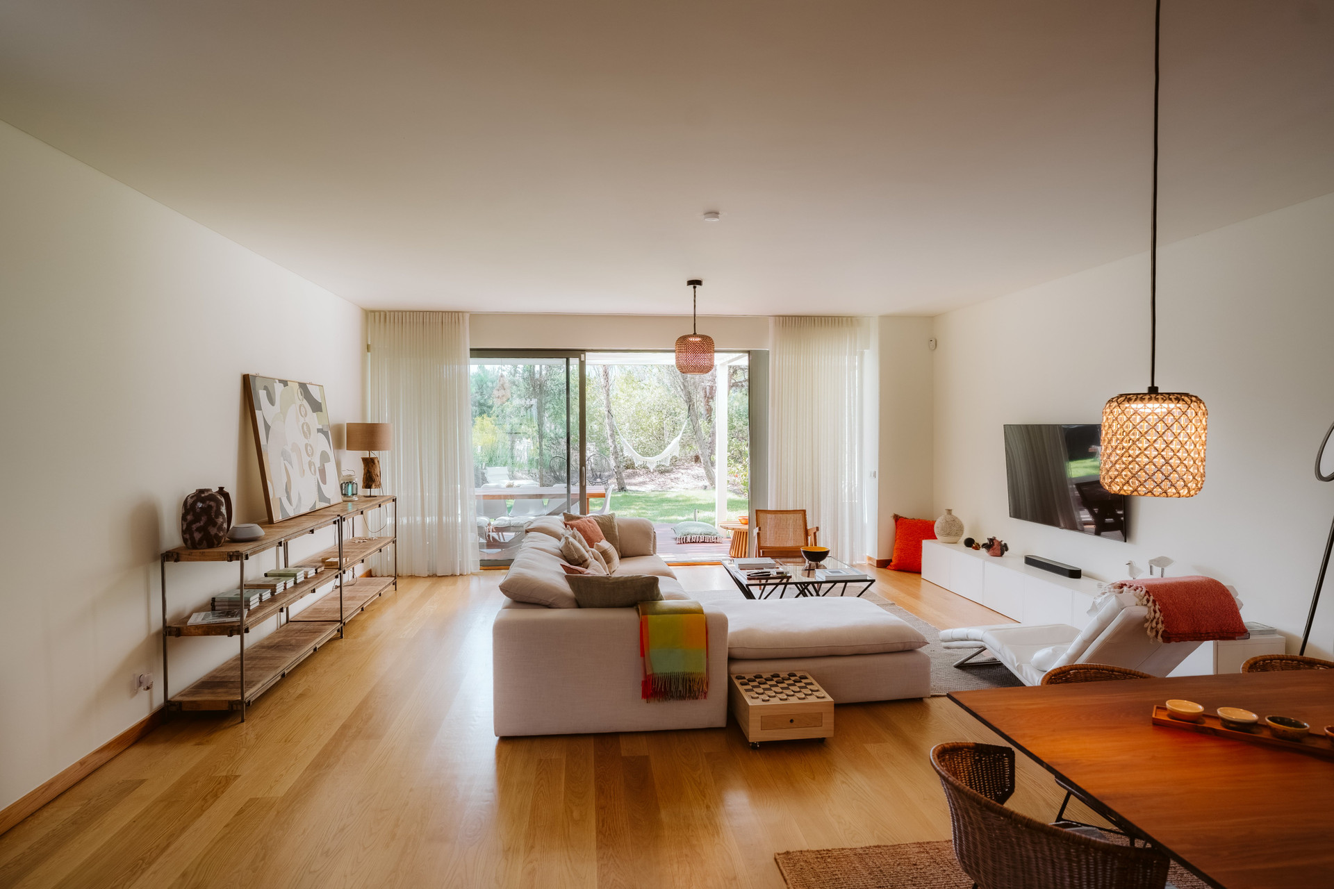 Living room with garden views