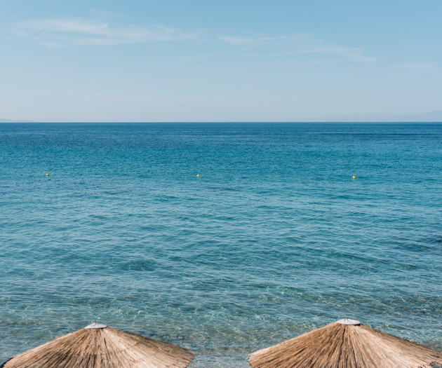 Sea view with beach umbrellas