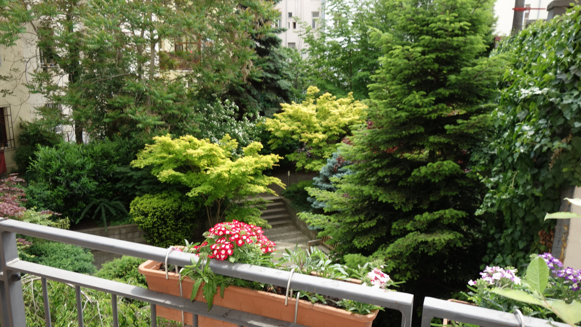 the terrace is facing the residences' inner garden. 