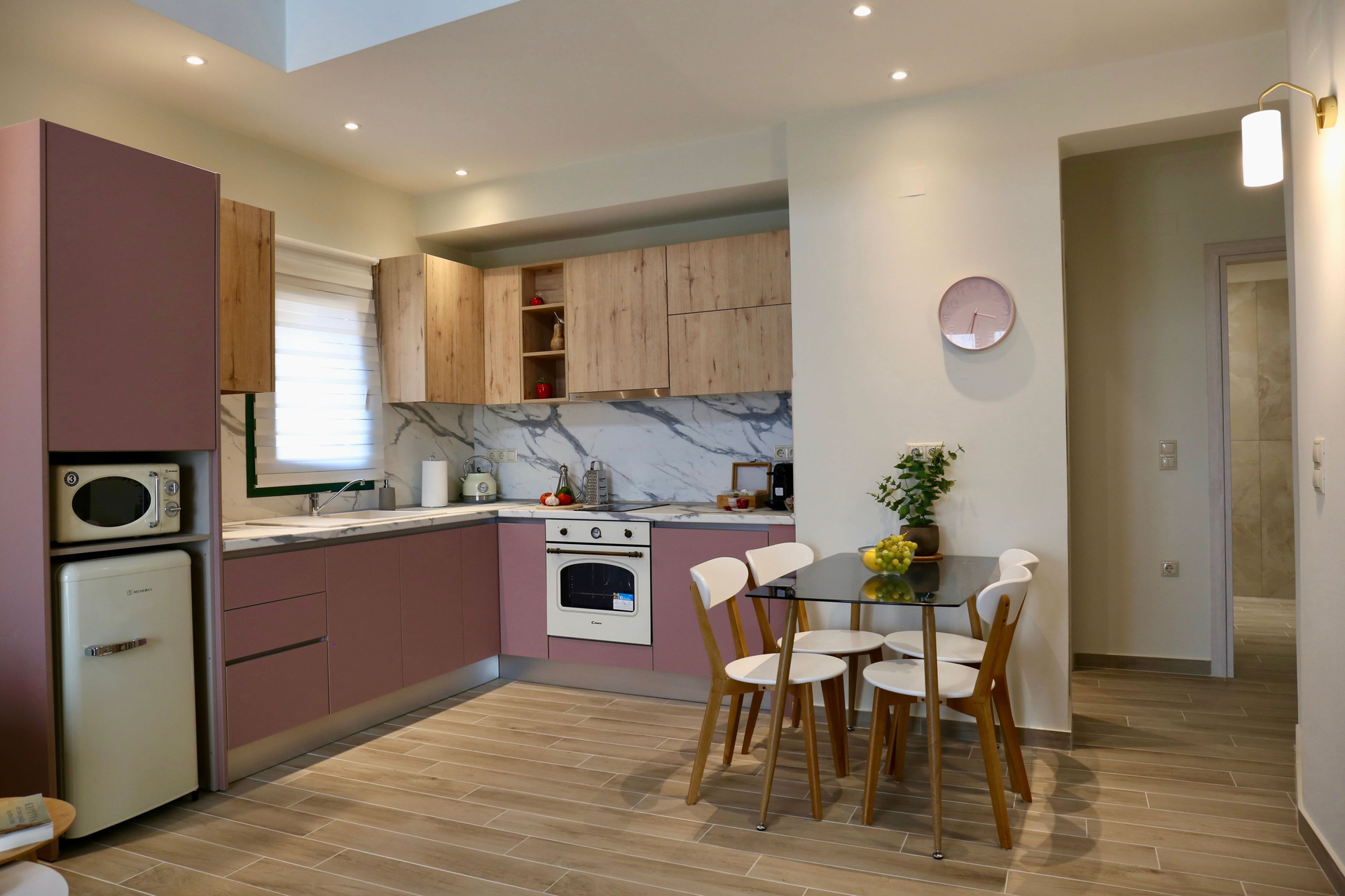 Modern kitchen with dining table