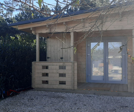 Little wooden house in a condominium in the countr