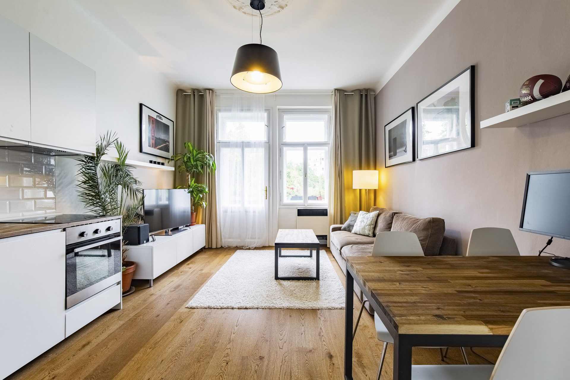 Living dining kitchen open space